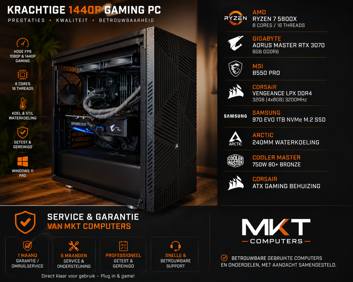 Gaming PC Ryzen 7 5800X | RTX 3070 8GB | 32GB RAM | 1TB NVMe SSD